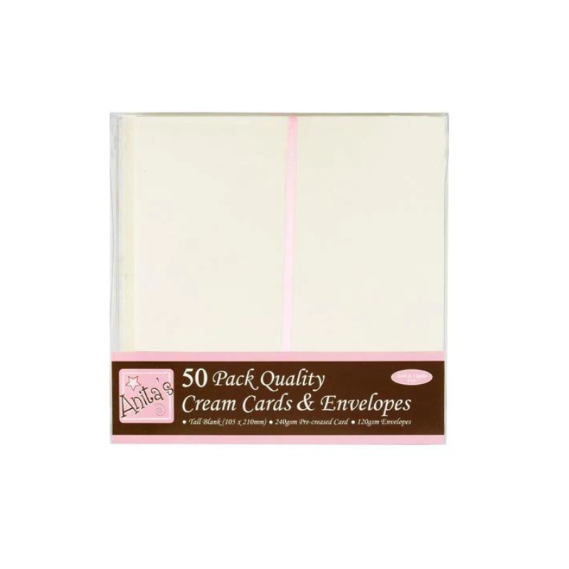 Anitas 50 st Card/Envelopes  Slimline 10,5x21cm "Cream" ANT 1513021
