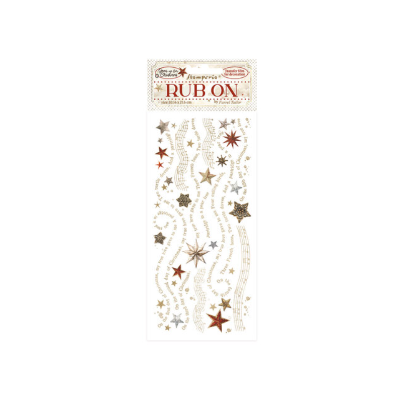 Stamperia Gear up for Christmas Rub On 4x8,5 Inch Stars (DFLRB110
