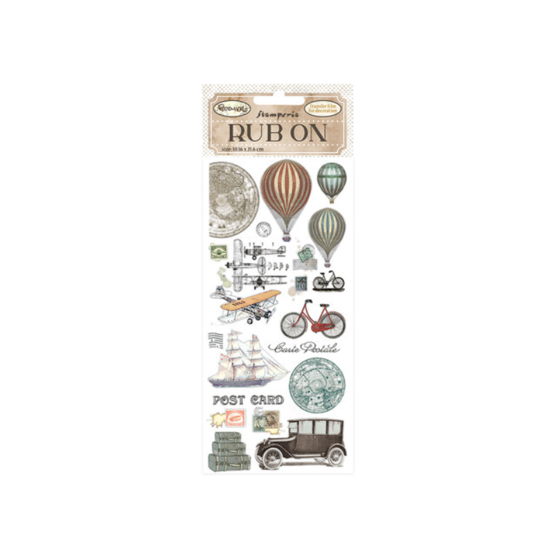 Stamperia Around the World Rub-On 4x8,5 Inch Balloons DFLRB32