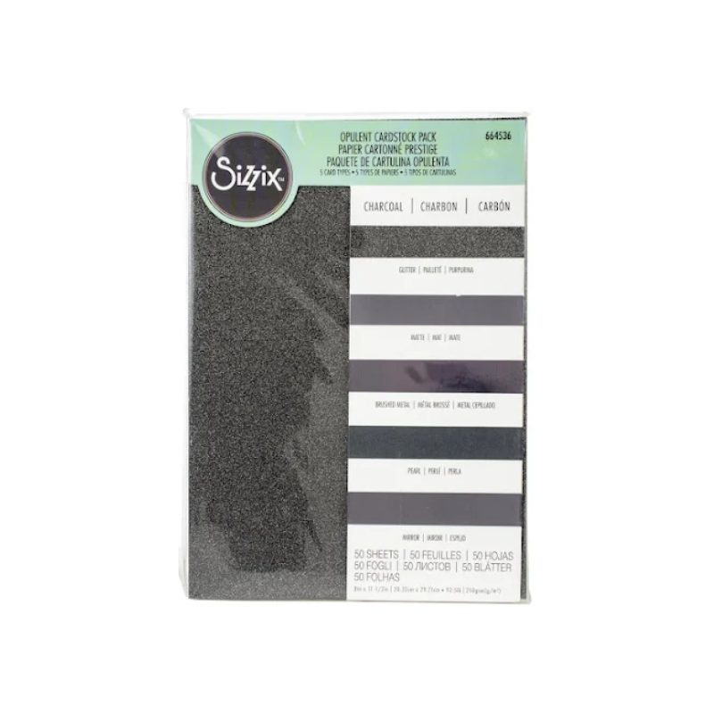 Sizzix Opulent Cardstock "Charcoal" Grafit grå 50 stk A4 250g