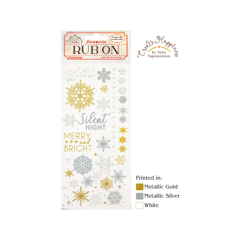 Stamperia Rub on Create Happiness Christmas Rub-On 4x8,5 Inch Snowflakes DFLRB44