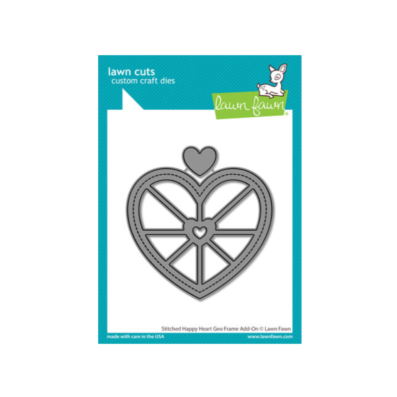 Lawn Fawn Stitched Happy Heart Geo Frame Add-On Lawn Cuts Dies LF3613