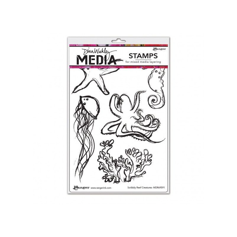 Ranger • Dina Wakley media Cling stamp Scribbly creatures