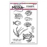 Ranger Dina Wakley media cling stamp scribbly fishies