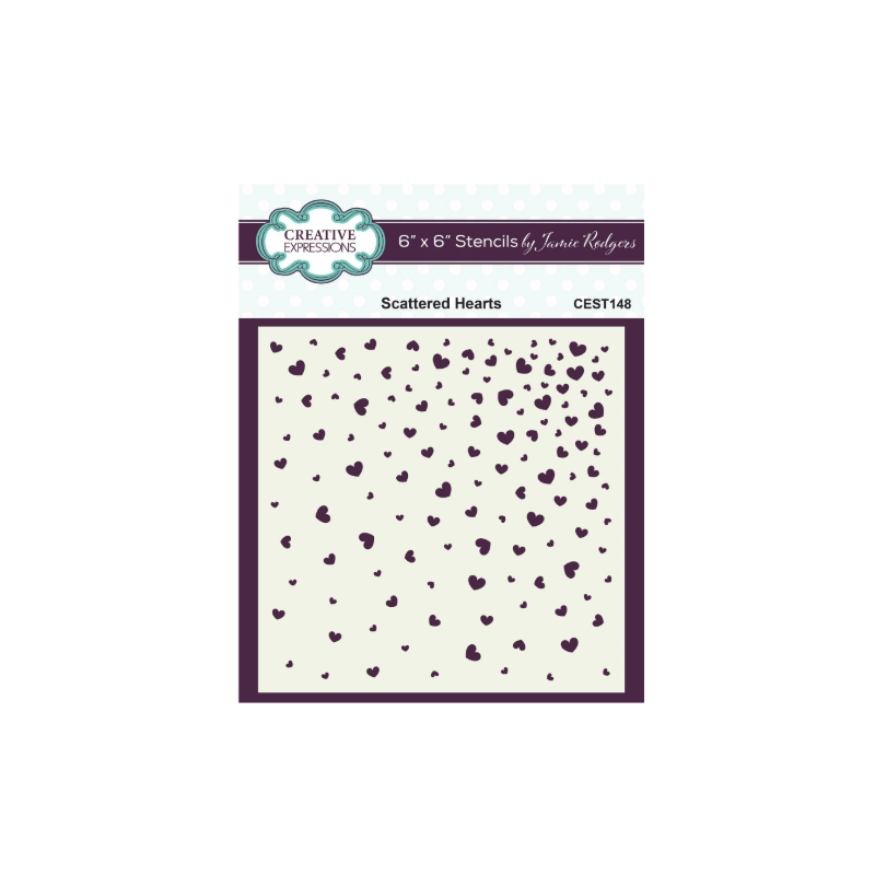 Creative Expressions • Stencil Scattered Hearts 15,2x15,2 cm