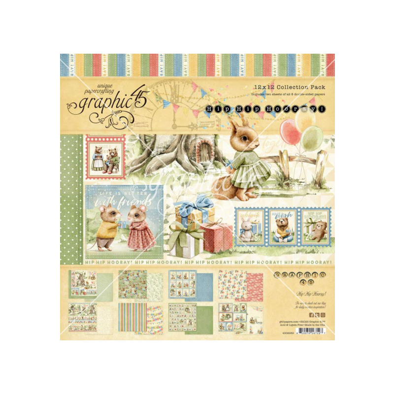 Graphic 45 Hip Hip Hooray 12x12 Inch Collection Pack (4502989)
