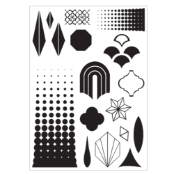 Sizzix Clear Stamp Set - Geometric (18 dies plus 3 stencils) 666760