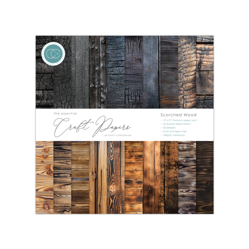 Craft Consortium Craft Papers 12x12 Inch Paper Pad Scorched Wood CCEPAD034