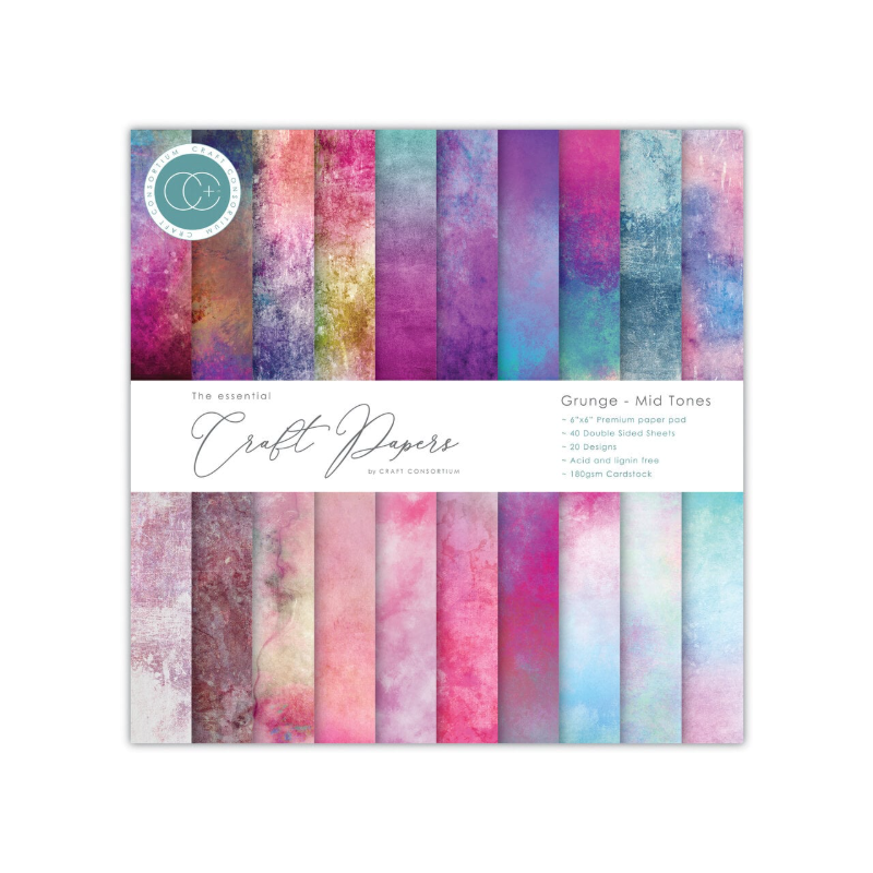 Craft Consortium Craft Papers 6x6 Paper Pad Grunge - Mid Tones CCEPAD032B