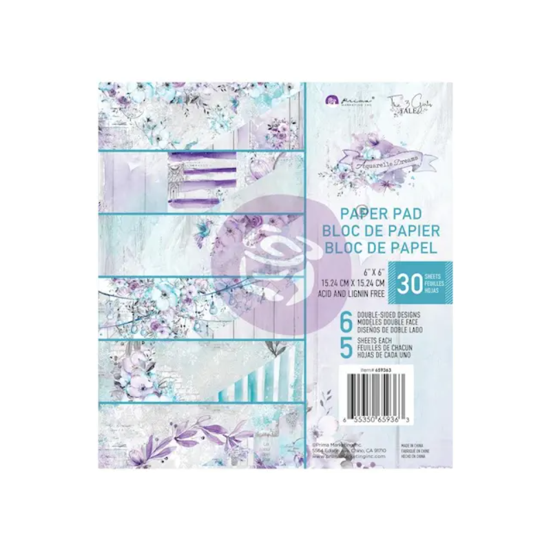 Prima Marketing 6"x6" Double-Sided Paper Pad 30pcs - Aquarelle Dreams