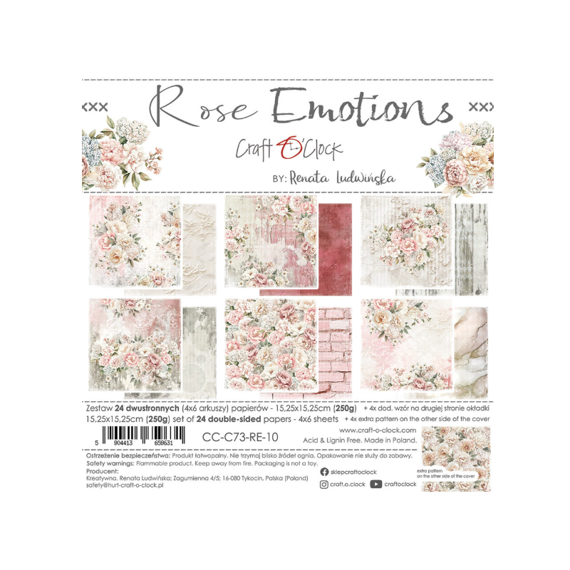 Craft O'Clock Rose Emotions 6x6 Inch Paper Set CC-C73-RE-10