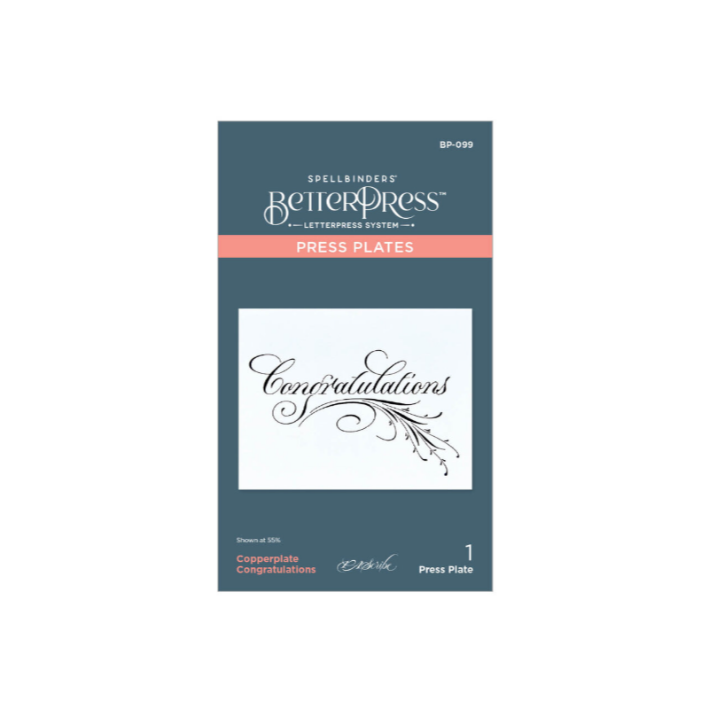 Spellbinders Copperplate Congratulations Press Plate BP-099