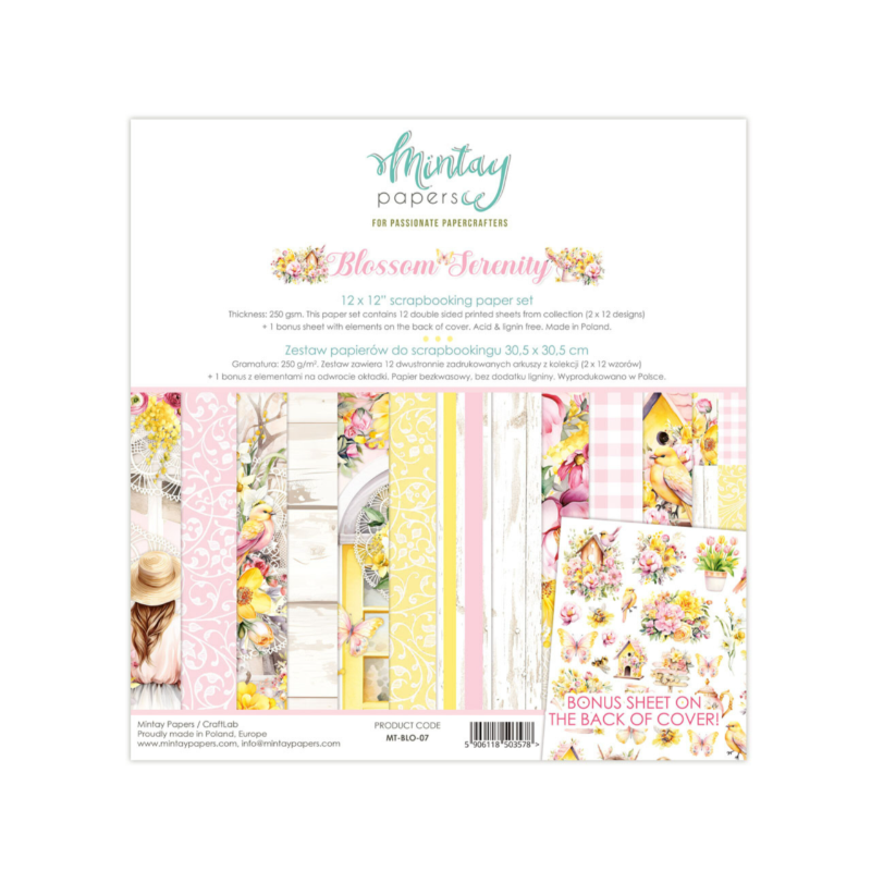 Mintay Blossom Serenity 12x12 Inch Scrapbooking Paper Set (MT-BLO-07)