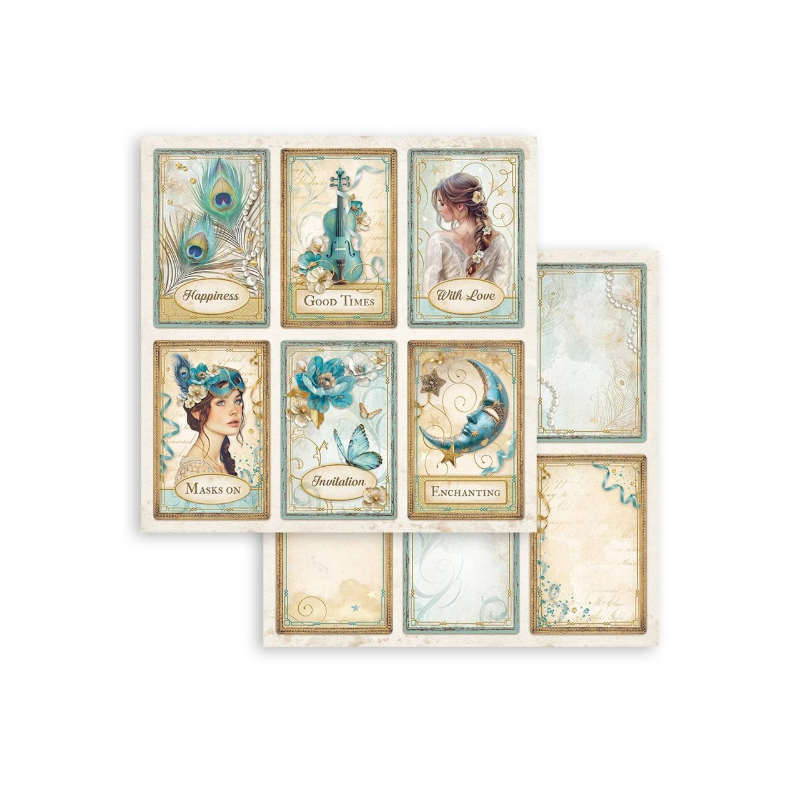 Stamperia Masquerade 12x12 Inch Paper Sheets 6 Cards (1pcs) (SBB1045)