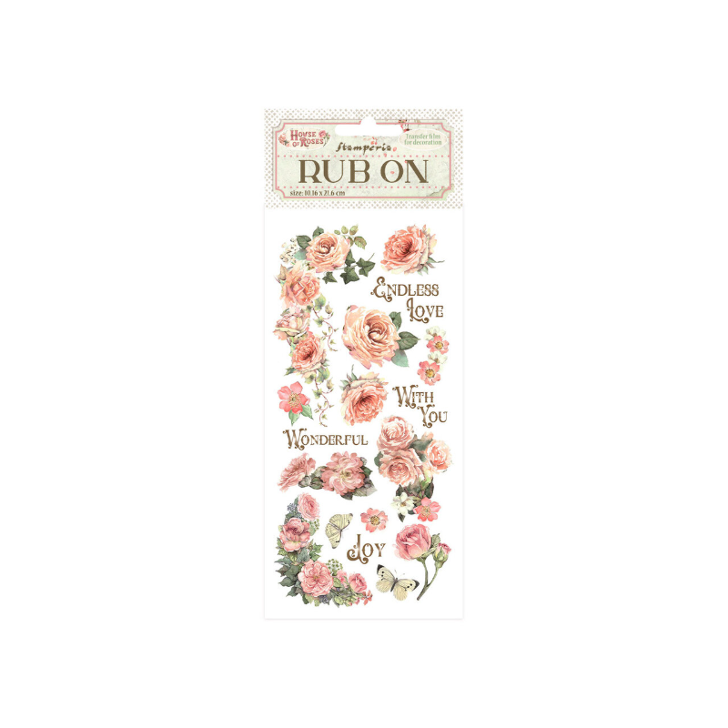 Stamperia House of Roses Rub-On 4x8,5 Inch Writings and Roses (DFLRB152)
