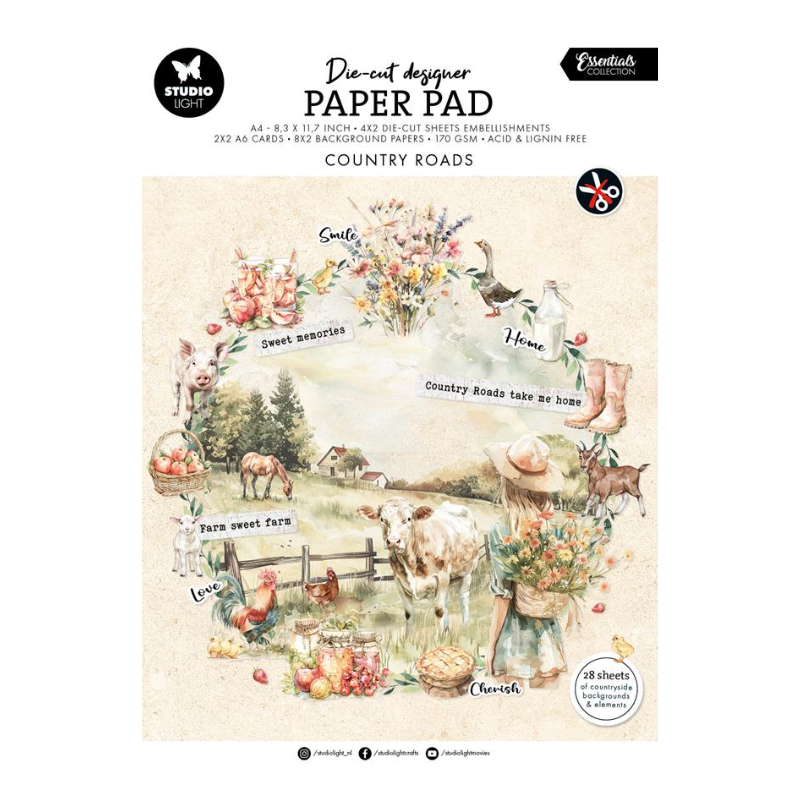 Studio Light Paper Pad "Die-Cut Paper Pad - Country Roads" SL-ES-DCPP310