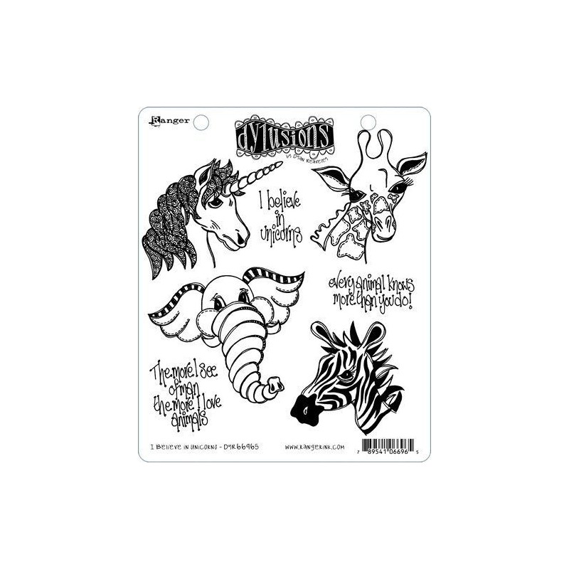 Ranger Dylusions Cling Stamp Set I Believe in Unicorns  Dyan Reaveley