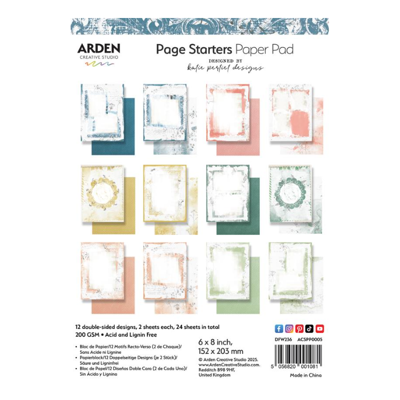 Arden Creative Studio "Page Starters - 6in x 8in Paper Pad" ACSPP0005