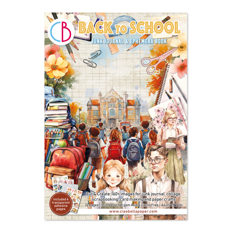 Ciao Bella - Junk Journal A4 Ephemera Book - Back to School A4 32/Pkg