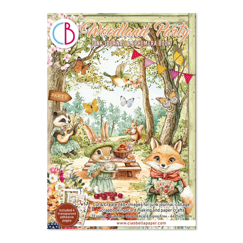 Ciao Bella - Junk Journal A4 Ephemera Book - Woodland Party A4 32/Pkg