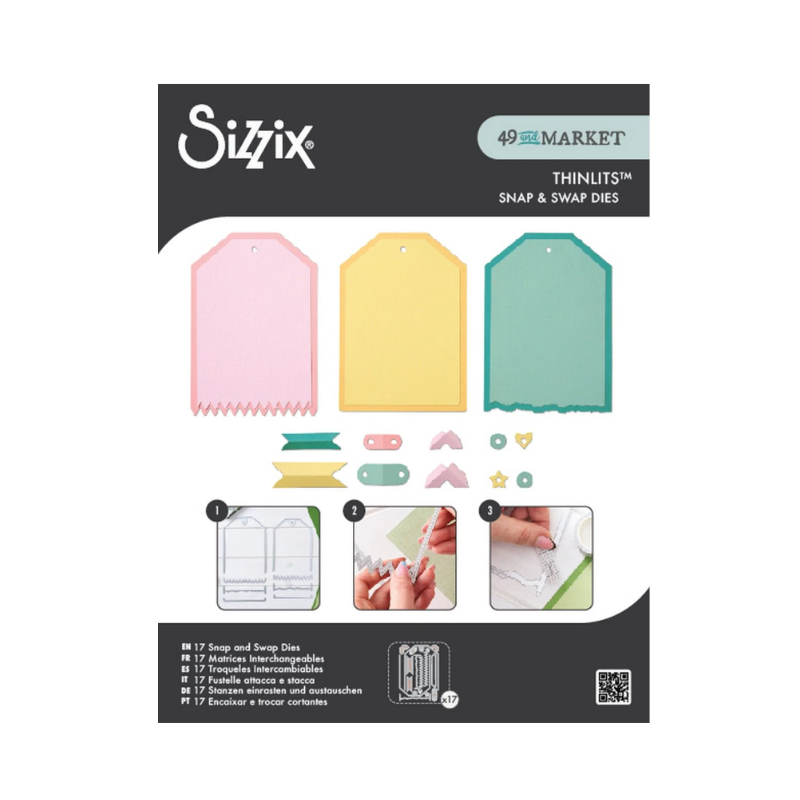 Sizzix • Thinlits 17pcs Die Set Snap and Swap Large Tags by 49 and Market