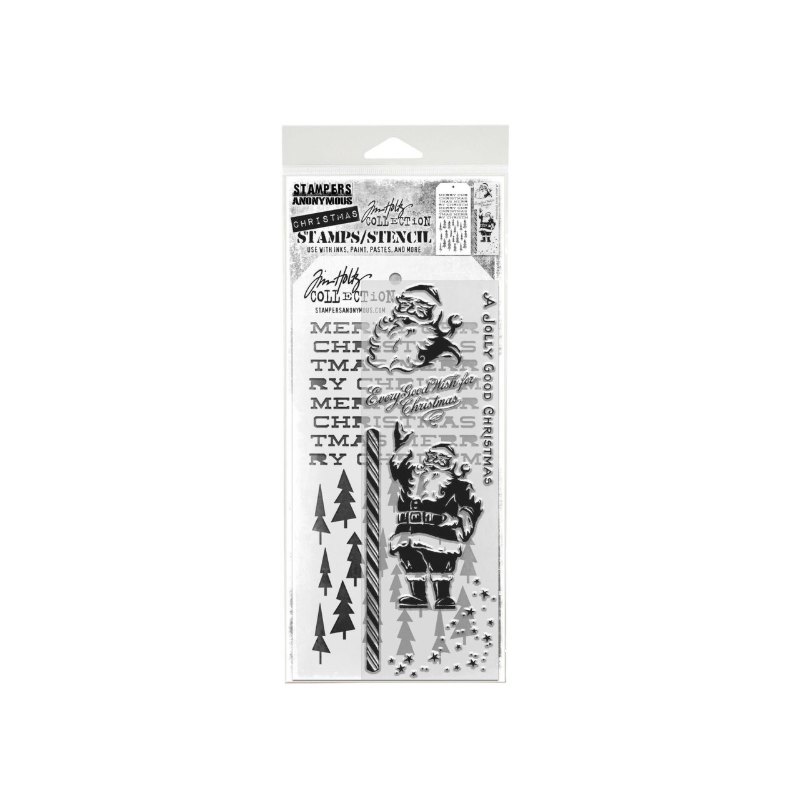 Tim Holtz Stamps/Stencil Jolly Holiday  (THMM189)