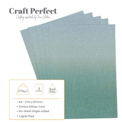 Craft Perfect • Glitter Card A4 250g Ombre Spring Meadow Opalescent Green 5 pcs