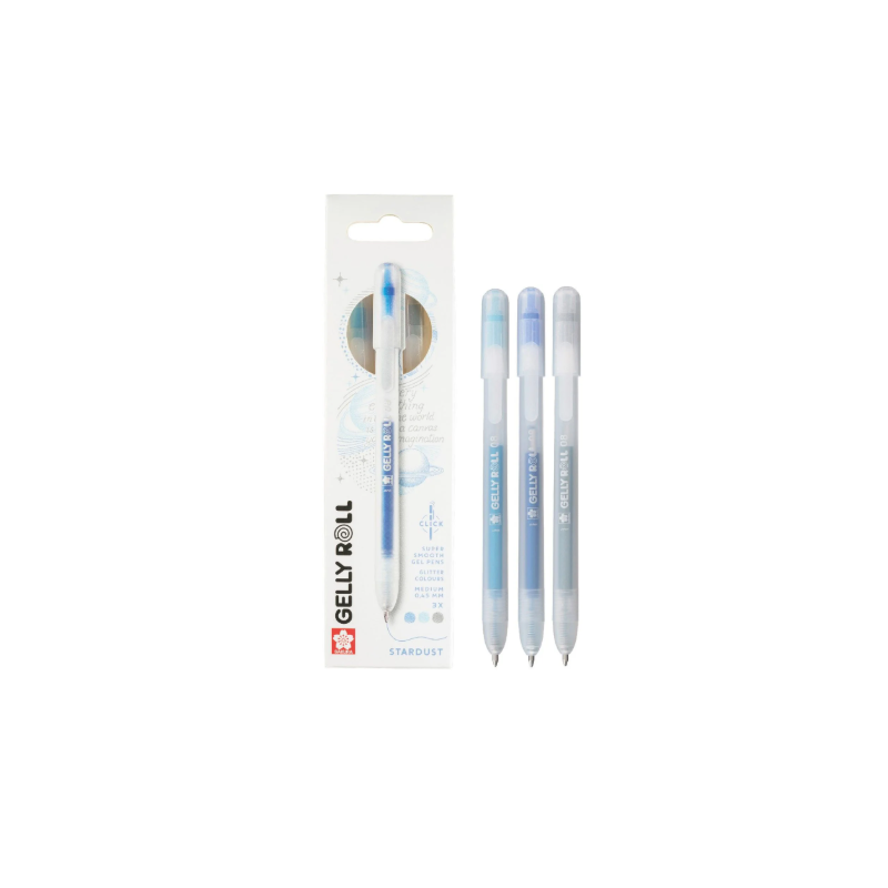 Sakura • Gelly Roll Retractable Stardust Set Sky Blue Silver Blue 3pcs