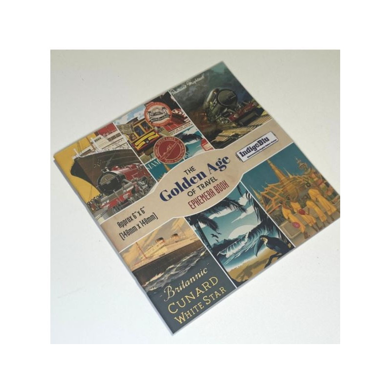 IndigoBlu The Golden Age of Travel 6x6 Inch Ephemera Paper Book (IND1361)