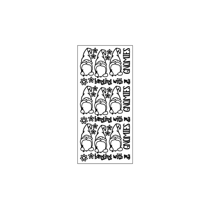 Krazy Kreations Stickers SILVER Gnomie Frends