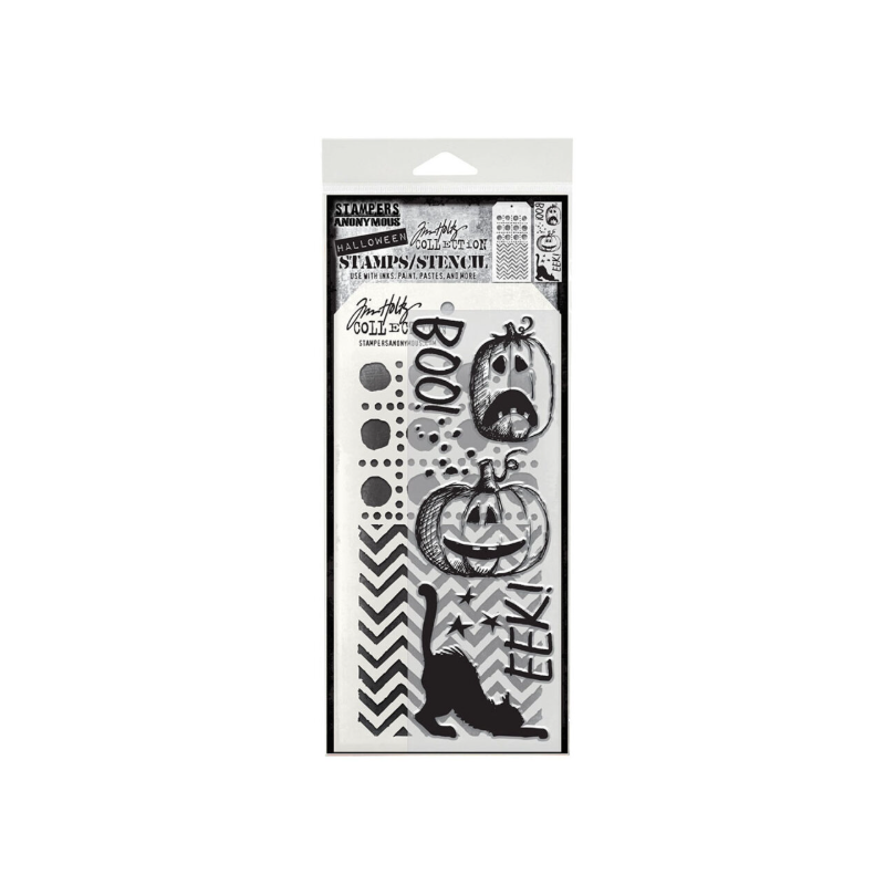 Stampers Anonymous Eek A Boo Tim Holtz Stamps/Stencil (THMM195)