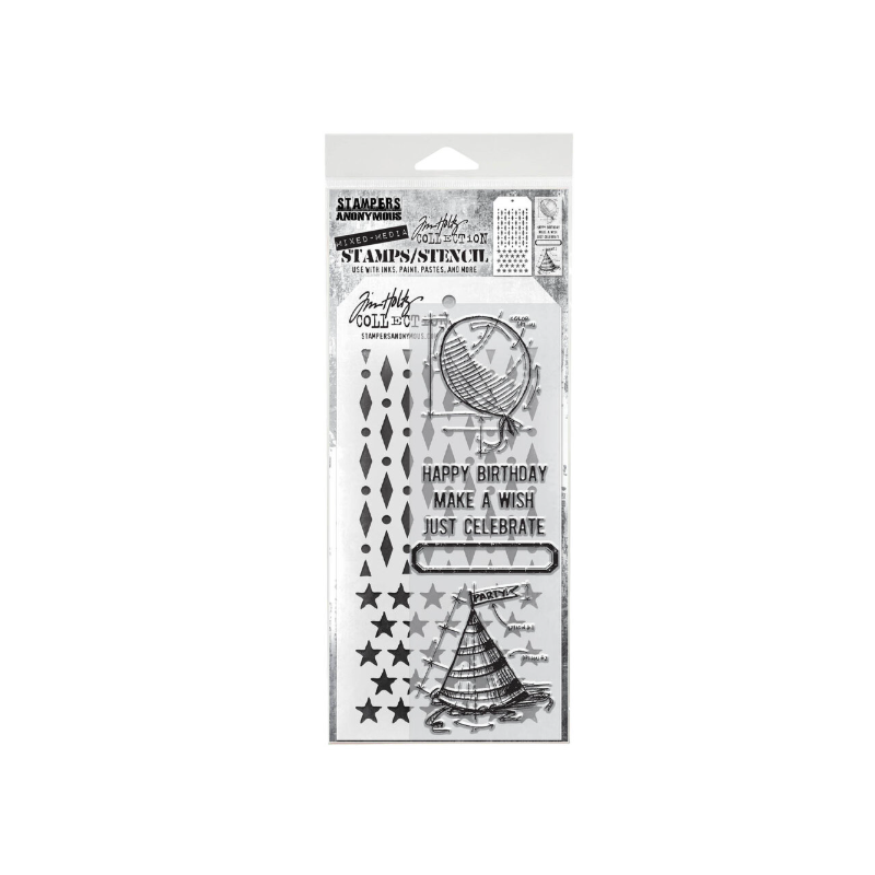 Stampers Anonymous Mixed Media 43 Tim Holtz Stamps/Stencil (THMM143)