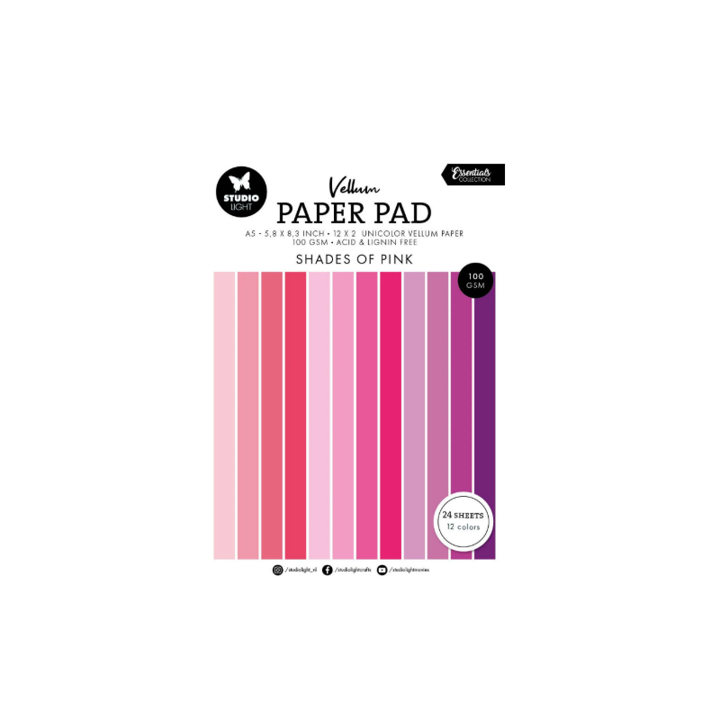 Studio Light • A5 Essentials Vellum Paper Pad Unicolor Pink