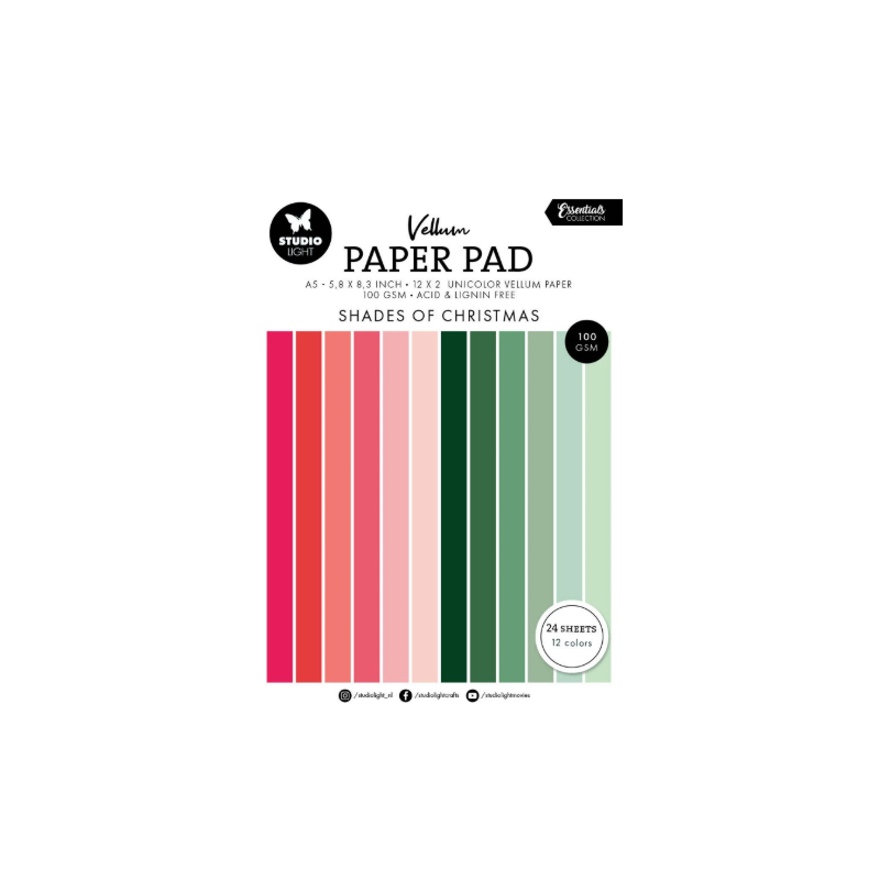 Studio Light • A5 Essentials Vellum Paper Pad Unicolor Christmas