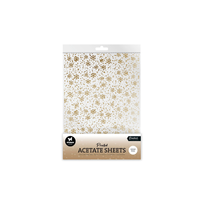 Studio Light • Essentials Acetate sheet Snowflakes Gold 6 stycken