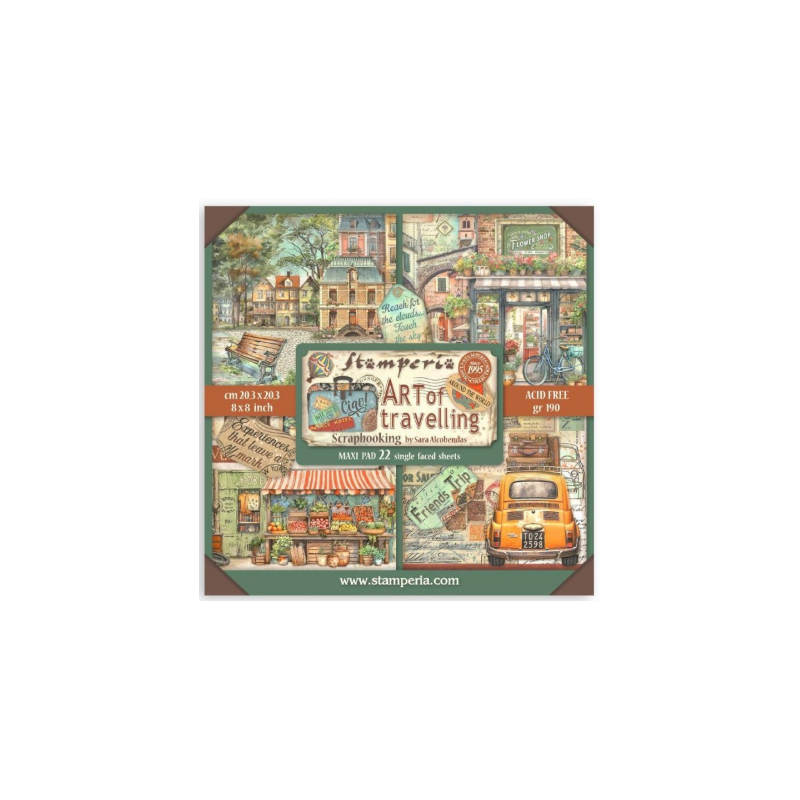 Stamperia ART OF TRAVELLING maxi paper pad 8x8 20x20 cm
