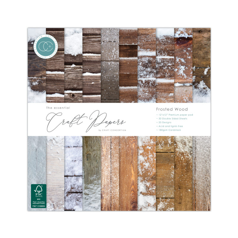 Craft Consortium Essential Craft Papers 12x12 Inch Paper Pad Frosted Wood (CCEPAD036)