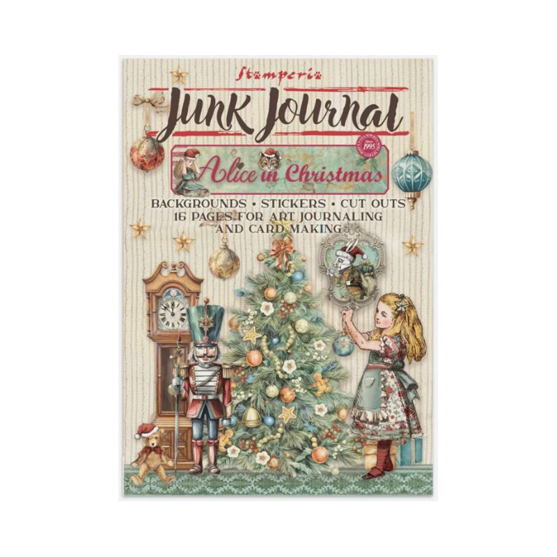 Stamperia  Junk journal Alice in christmas Backgrounds, Stickers Cuts Outs SBJK03
