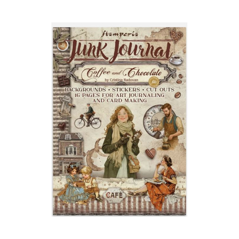Stamperia Junk Journal  Backgrounds, Stickers Cuts Outs coffee and chocolate SBJK06
