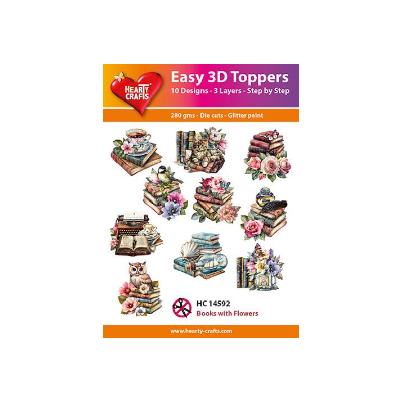 Easy 3D Toppers "Books with flowers" HC14592