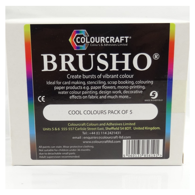 Colourcraft Brusho® Cool Colours Pack – Fixed Assortment 5 Colours & Thickener