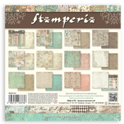 Stamperia Small Pad 10 sheets cm 20,3X20,3 (8"X8") Backgrounds Selection - Brocante Antiques
