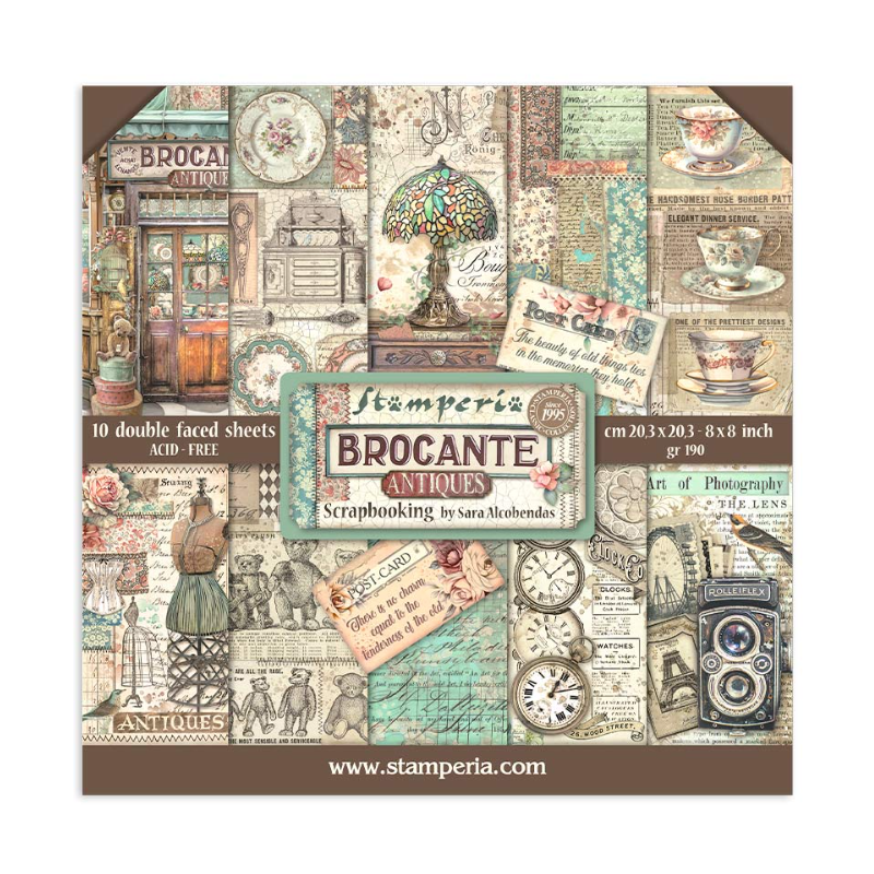 Stamperia Small Pad 10 sheets cm 20,3X20,3 (8"X8") - Brocante Antiques
