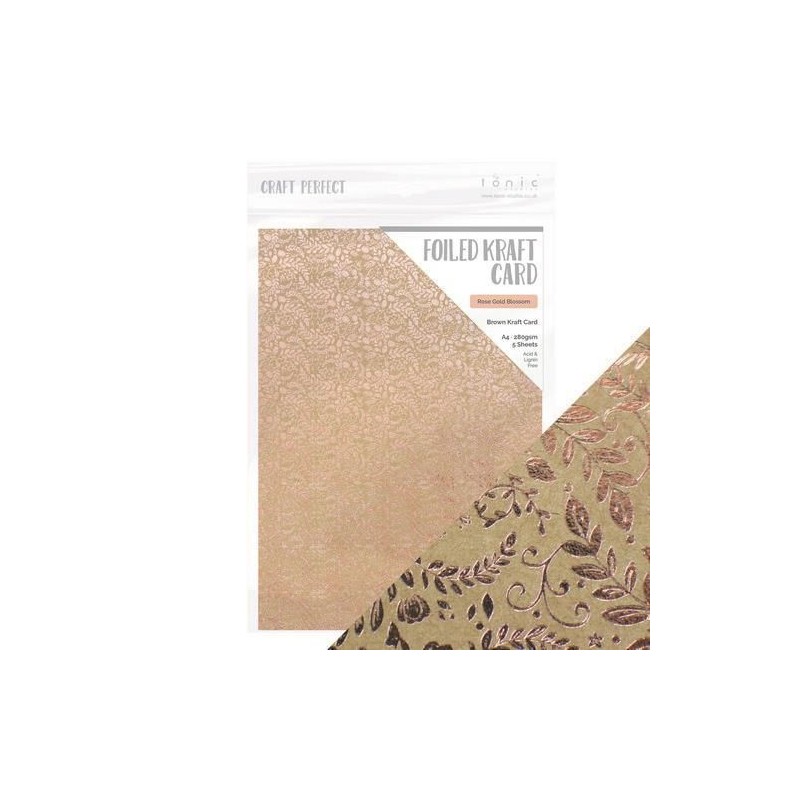 Tonic Studios Craft P. Foiled K.Card - Rose Gold Blossom 5 sh