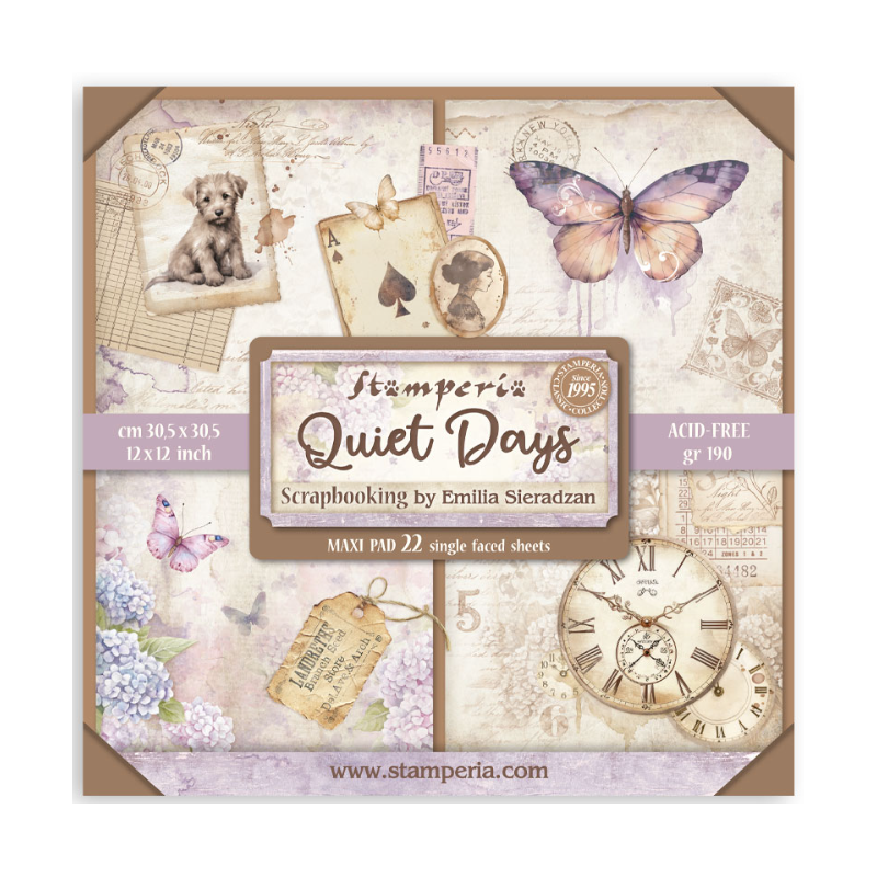 Stamperia Scrapbooking Pad 22 sheets cm 30,5x30,5 (12"x12") Single face - Quiet Days