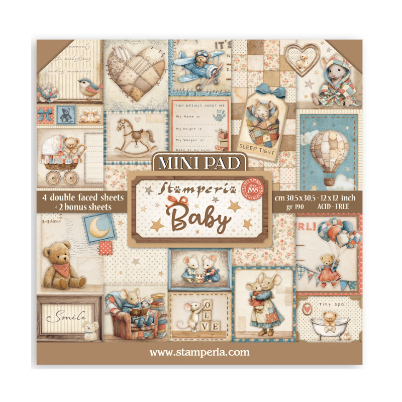 Stamjperia Mini Pad 6 sheets cm 30,5x30,5 (12"x12") - Baby
