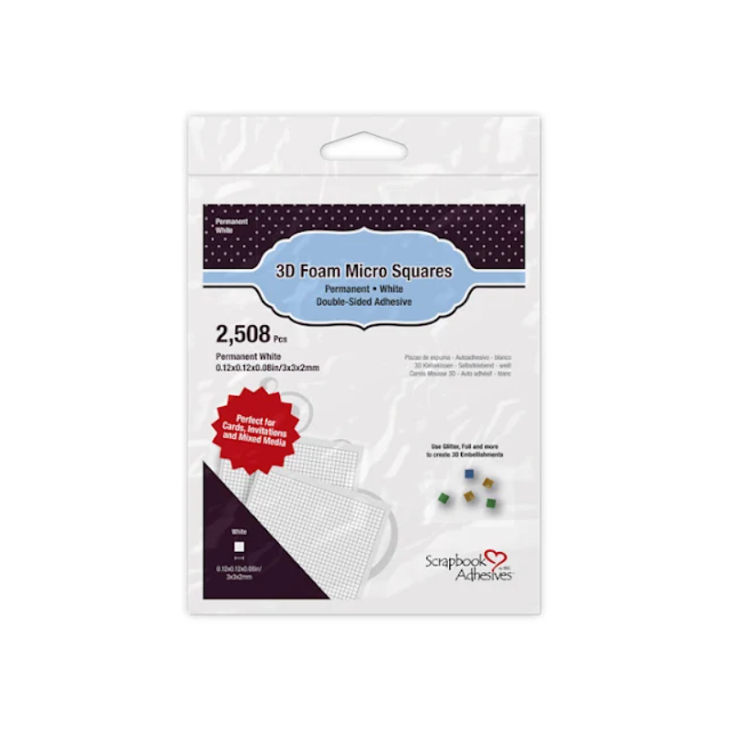 3L 3D Foam Squares Permanent white 3x3x2mm