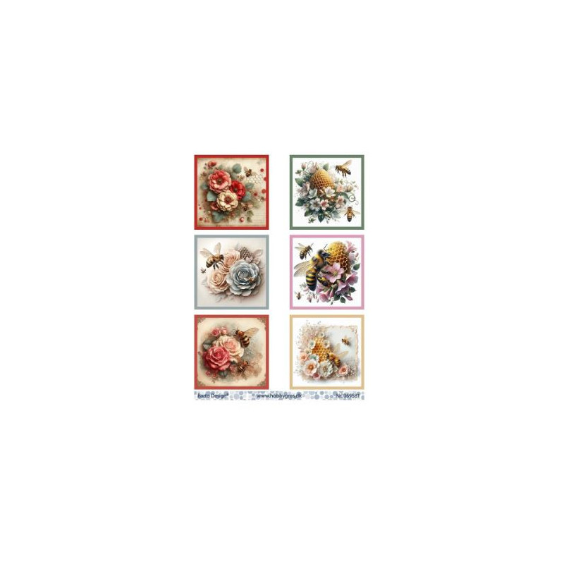 Barto Design 1st 3D ark med 6 bilder blommor och bi