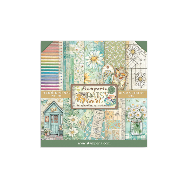 Stamperia 8X8 Daisy art Paper pack