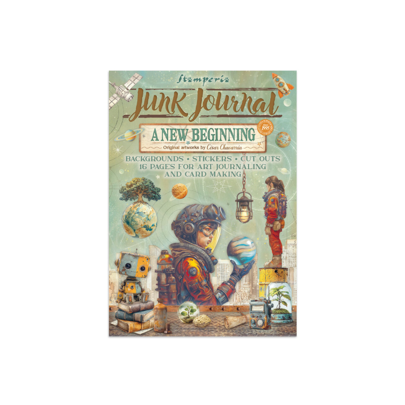 Stamperia Junk Journal A new beginning Backgrounds, Stickers Cuts Outs  SBJK16